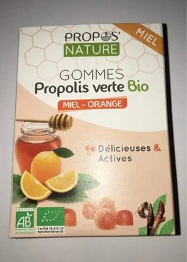 Gommes Propolis verte Bio - Miel orange nutrition facts table
