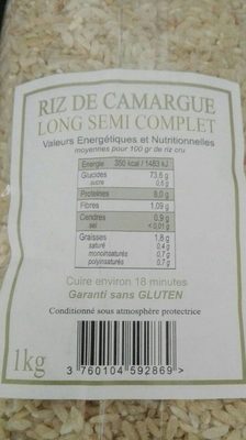 Riz de Camargue long semi complet