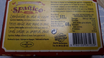 Petites coquilles Saint Jacques en sauce SPANICO, boîte de