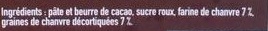 Chocolat noir au chanvre ingredients label