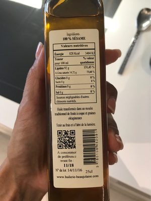 Huile Vierge De Sésame Toasté