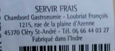 Terrine de Faisan à la bière ambrée nutrition facts table