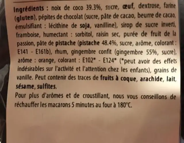 Macarons de riquewihr ingredients label