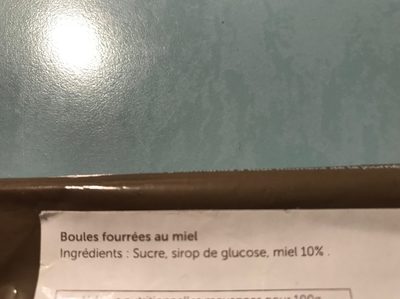 Boules fourrees au miel ingredients label