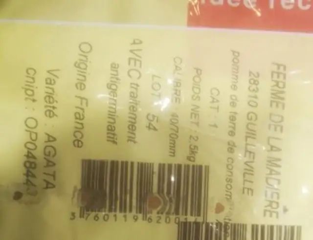 Pommes de terre - Gratin Purée Potage - calibre 40/70 mm nutrition facts table