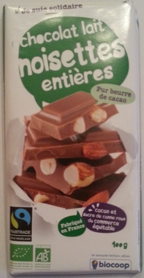 Chocolat Lait Noisettes Entières