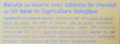 Biscuit petit beurre tab choco lait ingredients label