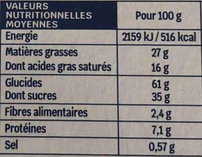Biscuit petit beurre tab choco lait nutrition facts table