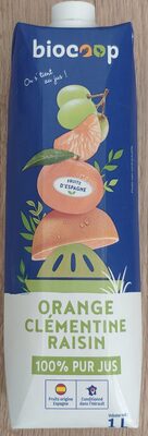 Jus orange clémentine raisin