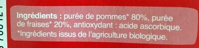 Purée Pomme Fraise ingredients label