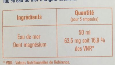 Eau Mer Hypertonique ingredients label