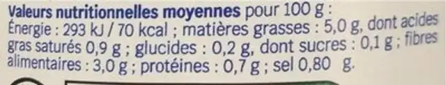 Tartinade légumes lactofermentés 150g CC nutrition facts table