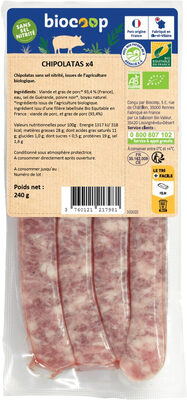 Chipolatas porc front packaging