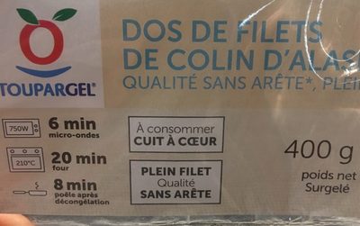 Dos de filets de colin d'Alaska