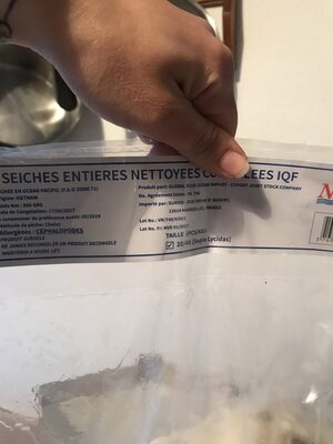 Seiches entieres nettoyees congeles ingredients label