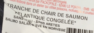 Tranche de chair de saumon atlantique congelée ingredients label