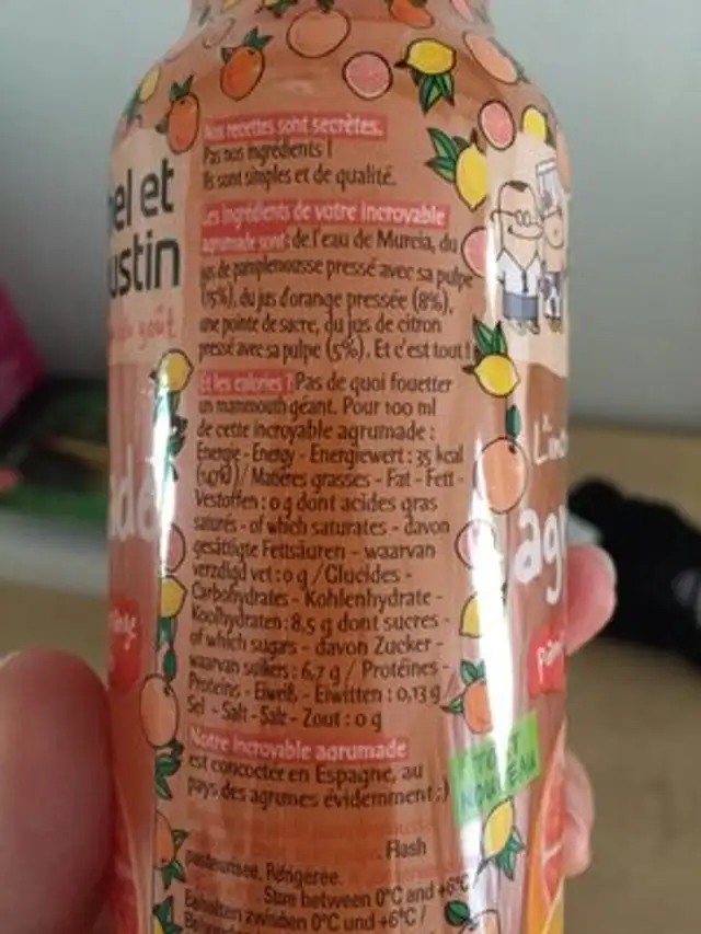 Agrumade ingredients label