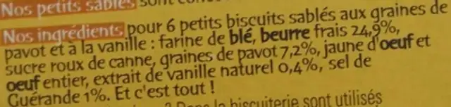 Petits sablés ronds et bons ingredients label