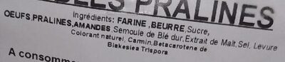 Sablés pralines ingredients label