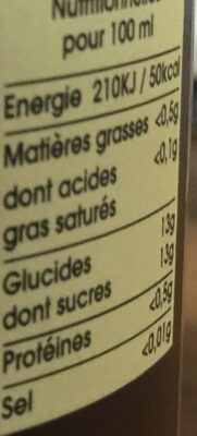 Nectar mangue nutrition facts table