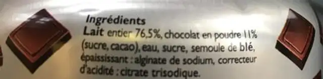 Creme dessert chocolat ingredients label