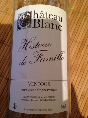 AOP Ventoux rosé Château Blanc "Histoire de famille" 2013