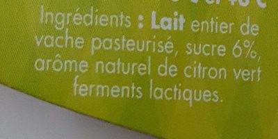 Yaourt citron vert ingredients label