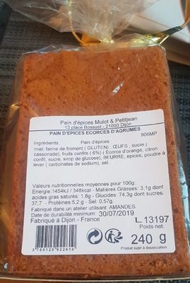 Pain d'épice écorces d'agrumes front packaging