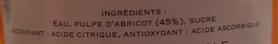 Nectar d'abricot Bergeron ingredients label