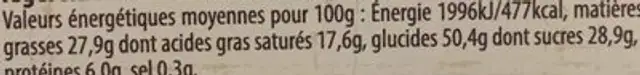 Gaufres pur beurre nutrition facts table