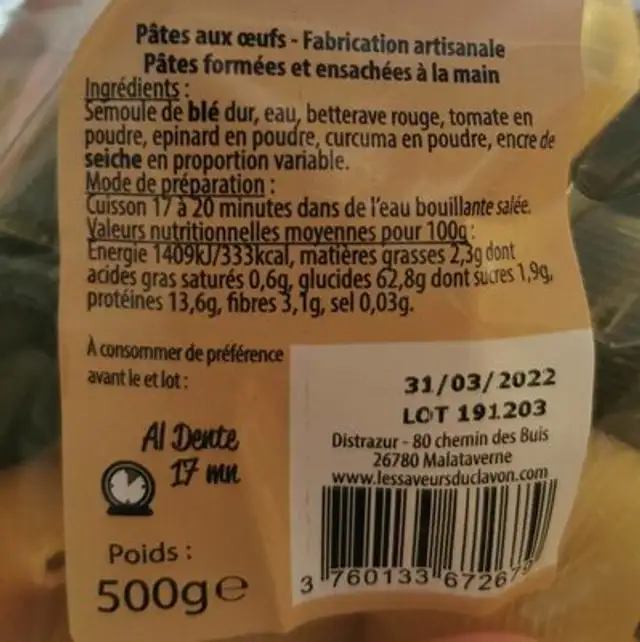 Gobboni multisapori nutrition facts table