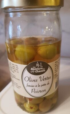 Olives vertes farcies à la pâte de poivron