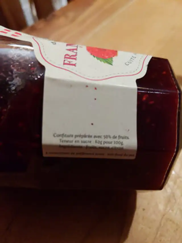 Confiture de Framboise ingredients label