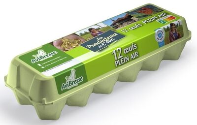 12 œufs AviBresse de poules élevées en plein air front packaging