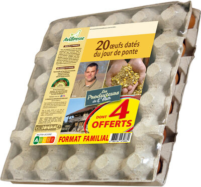 20 dont 4 œufs offerts AviBresse datés du jour de ponte