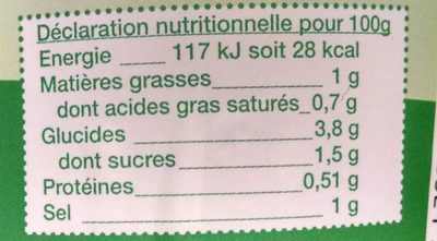 Les veloutés du Nord - Poireaux ingredients label