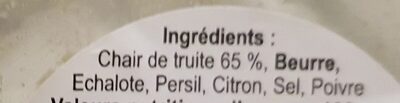 Rillettes de truite ingredients label