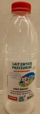 Lait entier pasteurisé front packaging