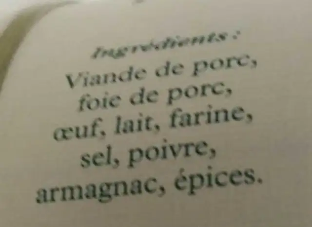 Pâté de campagne ingredients label