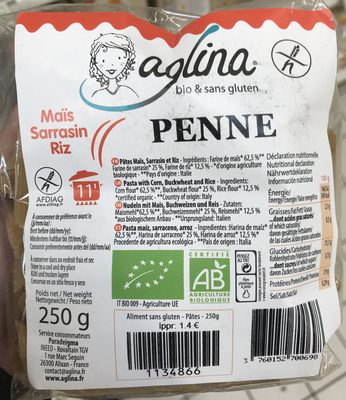 Penne - Pâtes Maïs, Sarrasin et Riz