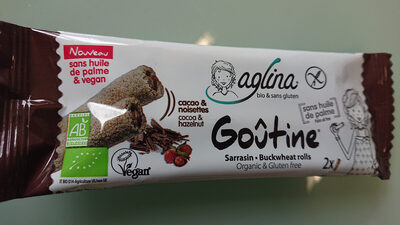 Goûtine sarrasin fourrée cacao & noisettes bio, sans gluten; Vegan et sans huile de palme