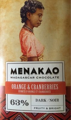 Tablette De Chocolat Noir 63 % Orange & Cranberries