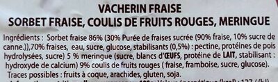 Vacherin fraise ingredients label