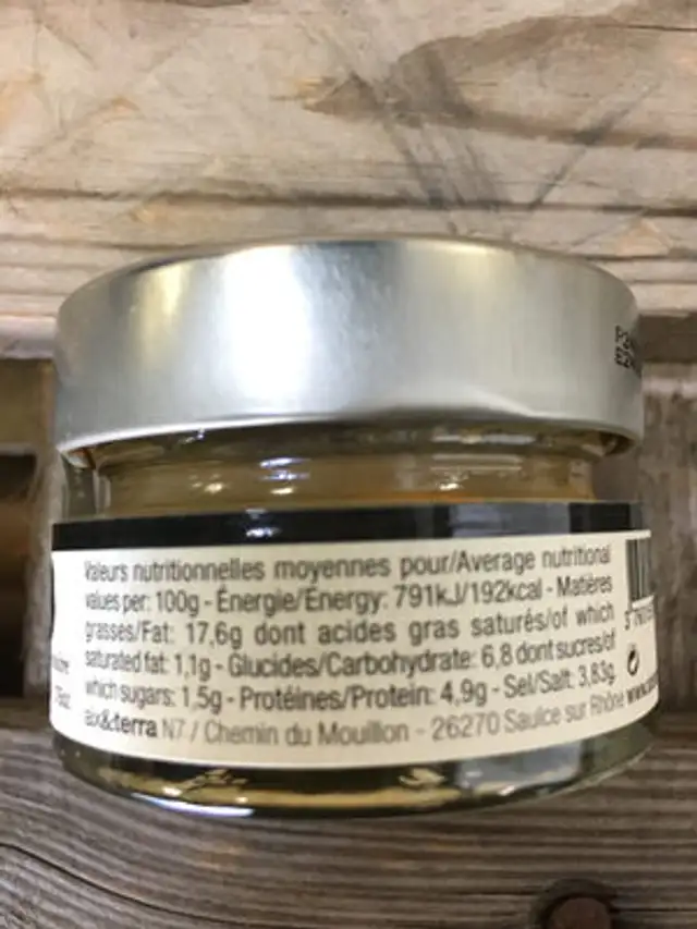 Préparation à base de moutarde et truffe noire nutrition facts table