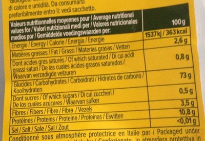 Riz basmati complet bio nutrition facts table