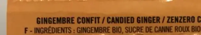 Gingembre confit ingredients label