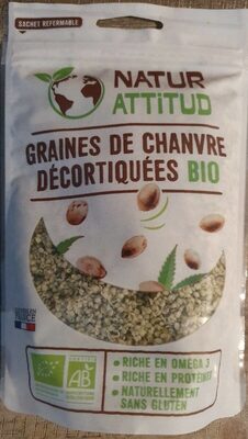 Graines de chanvre décortiquées Bio front packaging