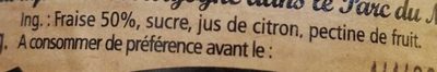 Confiture de fraise ingredients label