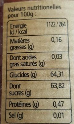 Confiture de fraise nutrition facts table