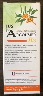 Jus d'Argousier Bio front packaging